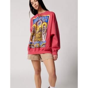 Free People The Doors Oversized Maroon Sweatshirt One Size